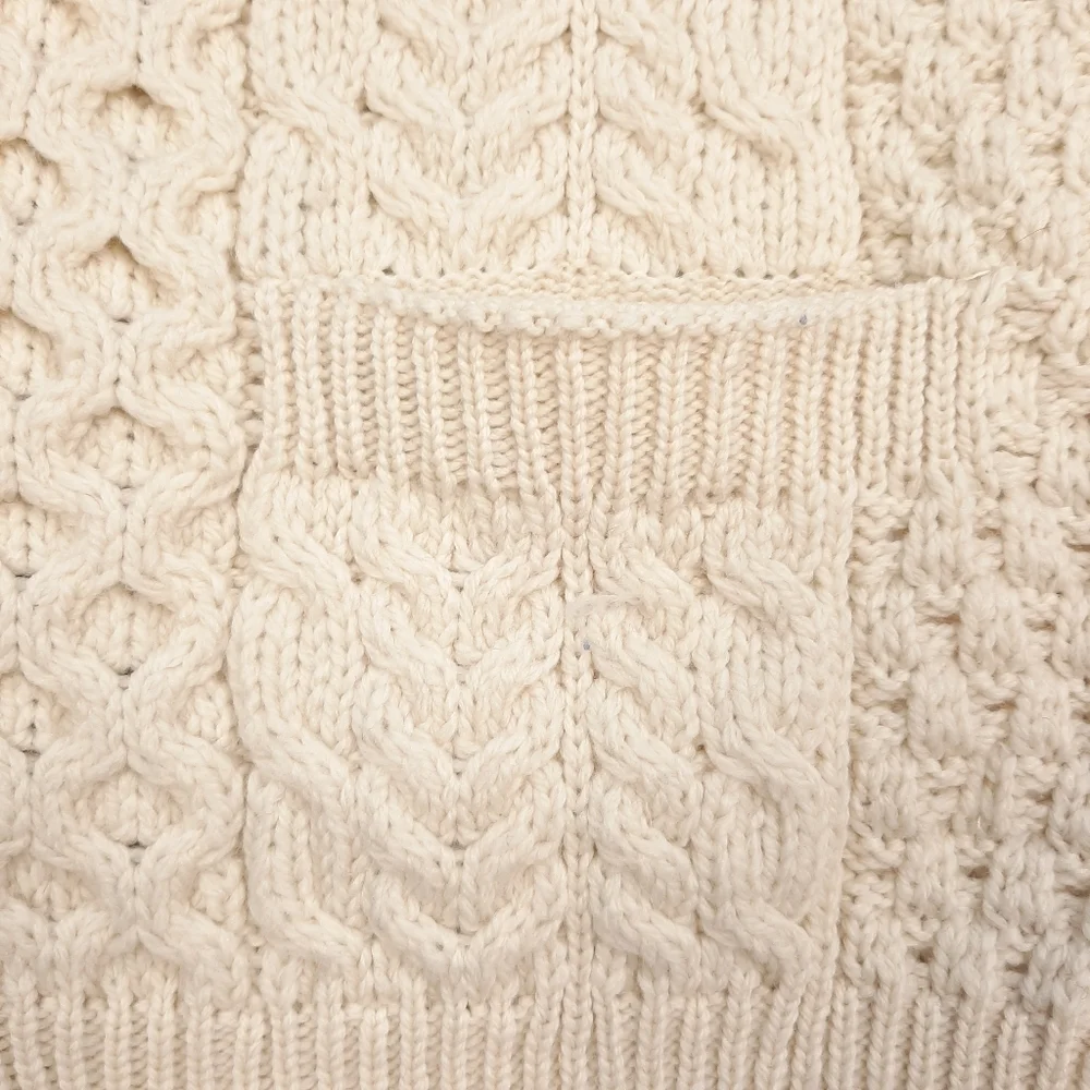 Vintage Celtic & Co Men's Irish Cream Cable Aran Merino Wool Cardigan Size Large - Picture 5 of 12